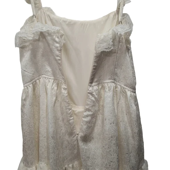 Lulus~Women Jaquared Ivory Corset Ruffle Prairie Dress~Cottagecore Lace~Bridal~S - Picture 9 of 11